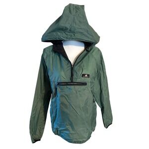 Sierra Designs Vintage Anorak Windbreaker Jacket Green Mens Half Zip Hooded